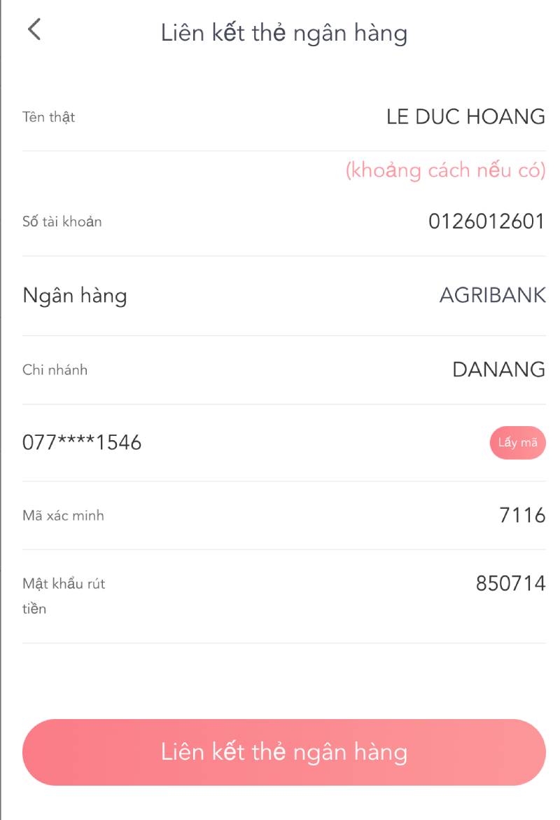 Hướng Dẫn Rút Tiền Mmlive Nhanh Chóng Về Tiền Ngay 3 Bước 2: Liên kết thẻ ngân hàng